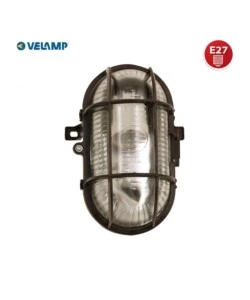 APPLIQUE OVALE IN PLASTICA NERA E VETRO E27, 60W